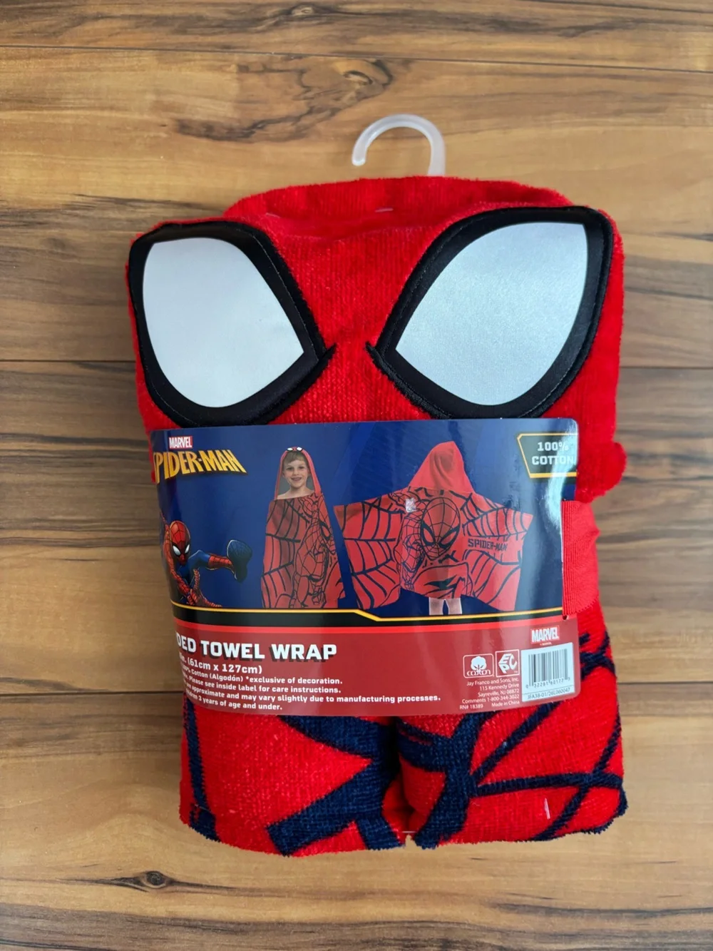Marvel Kids Spider-Man  and Miles Morales Red and Black Hooded Towel Wrap